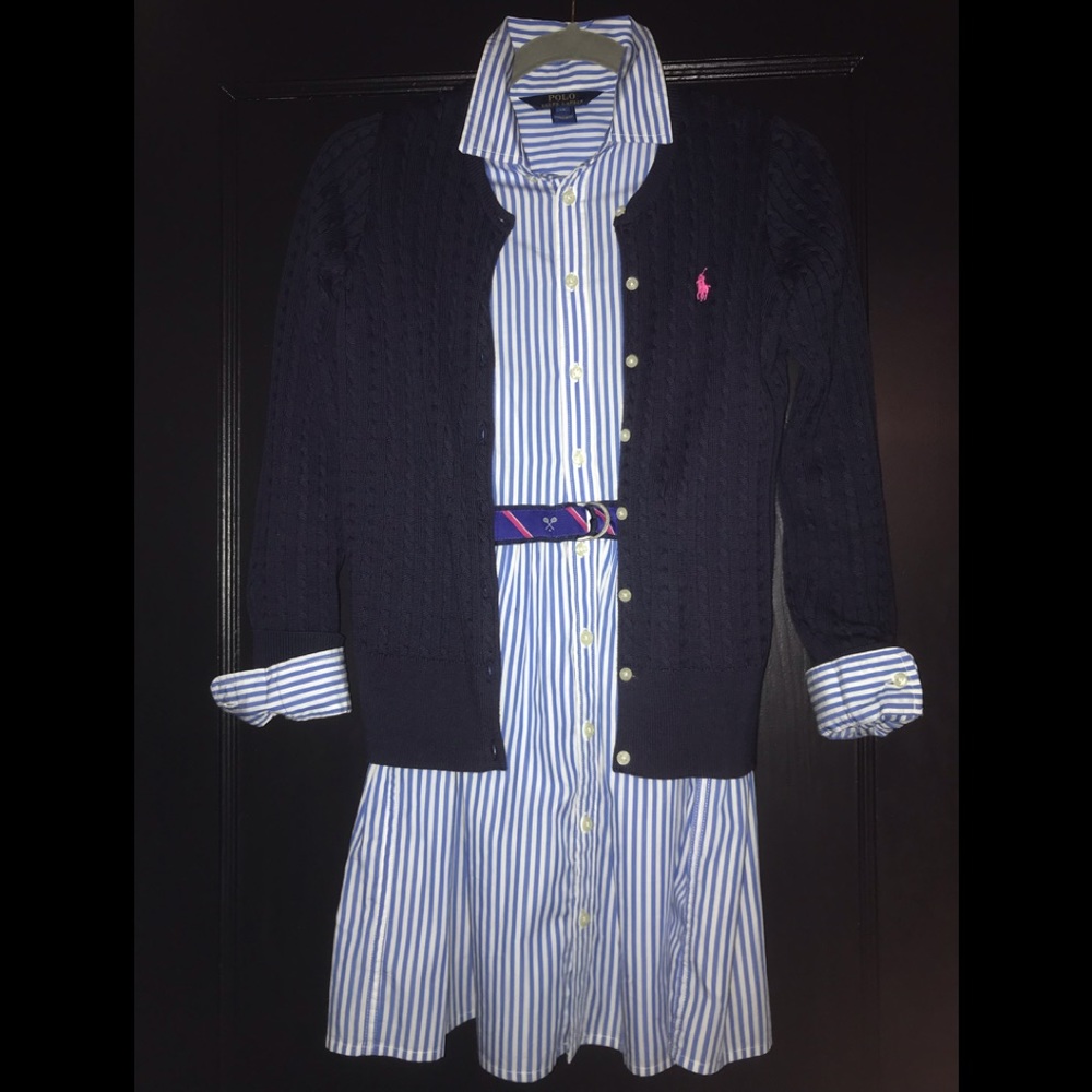 Ralph Lauren Pin Stripe Shirt Dress & Cardigan